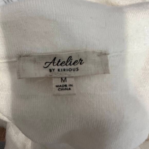 Atelier by Kirious Crop Sweater WMNS M White Pullover VNeck Long Sleeve Stretch - Picture 5 of 7